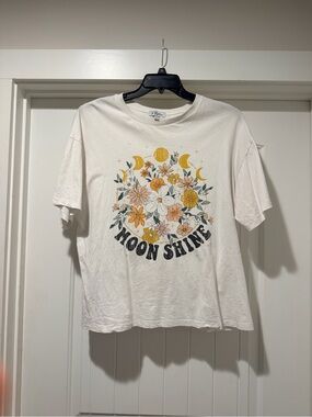 Polagram White Graphic Tee with Small Gold Star Detail